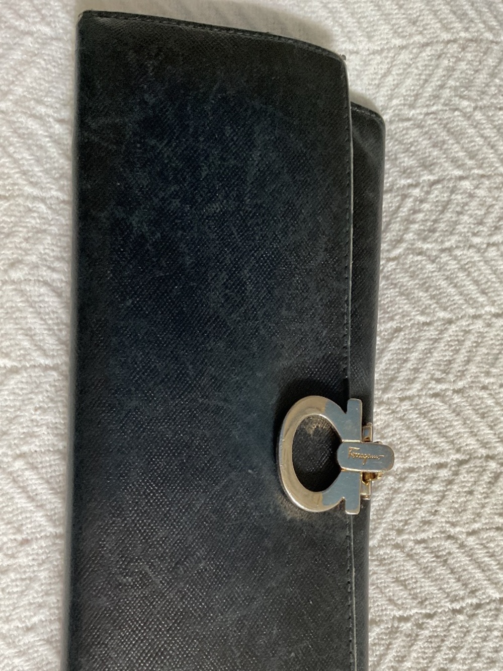 Ferragamo black ladies long wallet